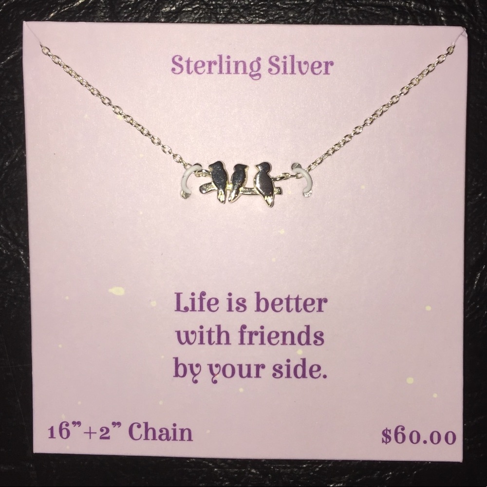NWT Sterling Silver Birds Necklace